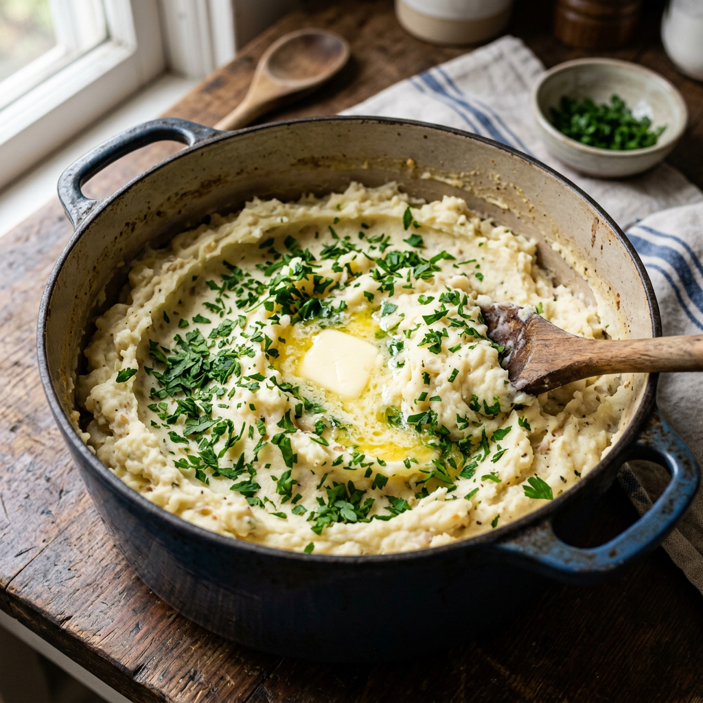 Delicious Garlic Herb Mashed Potatoes